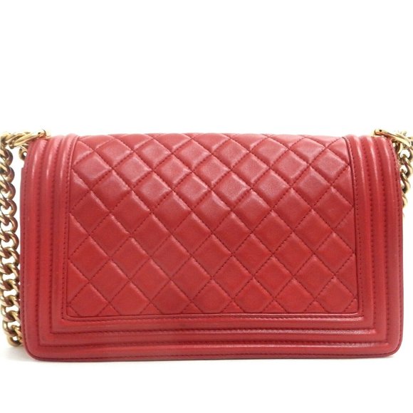 Chanel Red Leather Bag with Gold Chain Strap - Picture 2 of 12